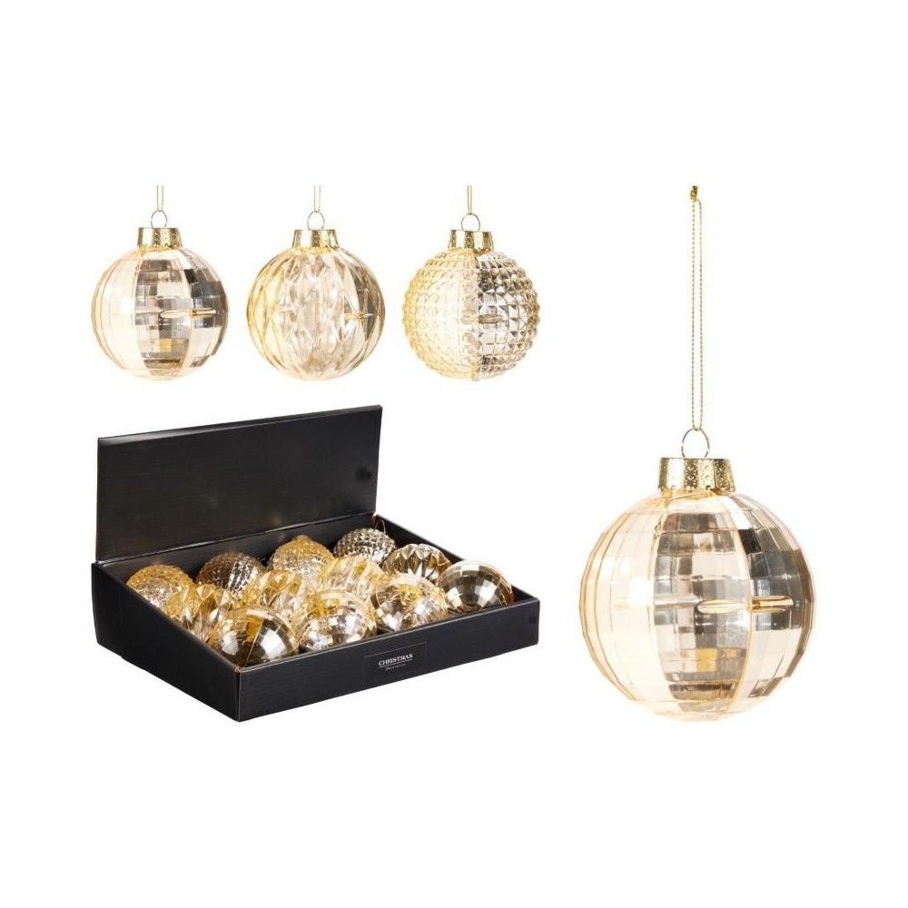 SFERA VETRO PENDENTE ORO D.8 3 ASSORTITI